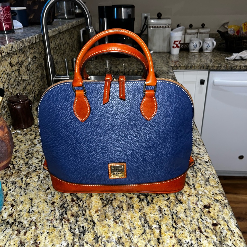 Dooney & Bourke Blue and Tan Leather Bag